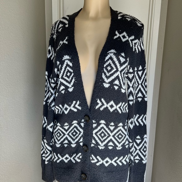 Hollister Sweaters - Hollister Navy and White Geometric Cardigan